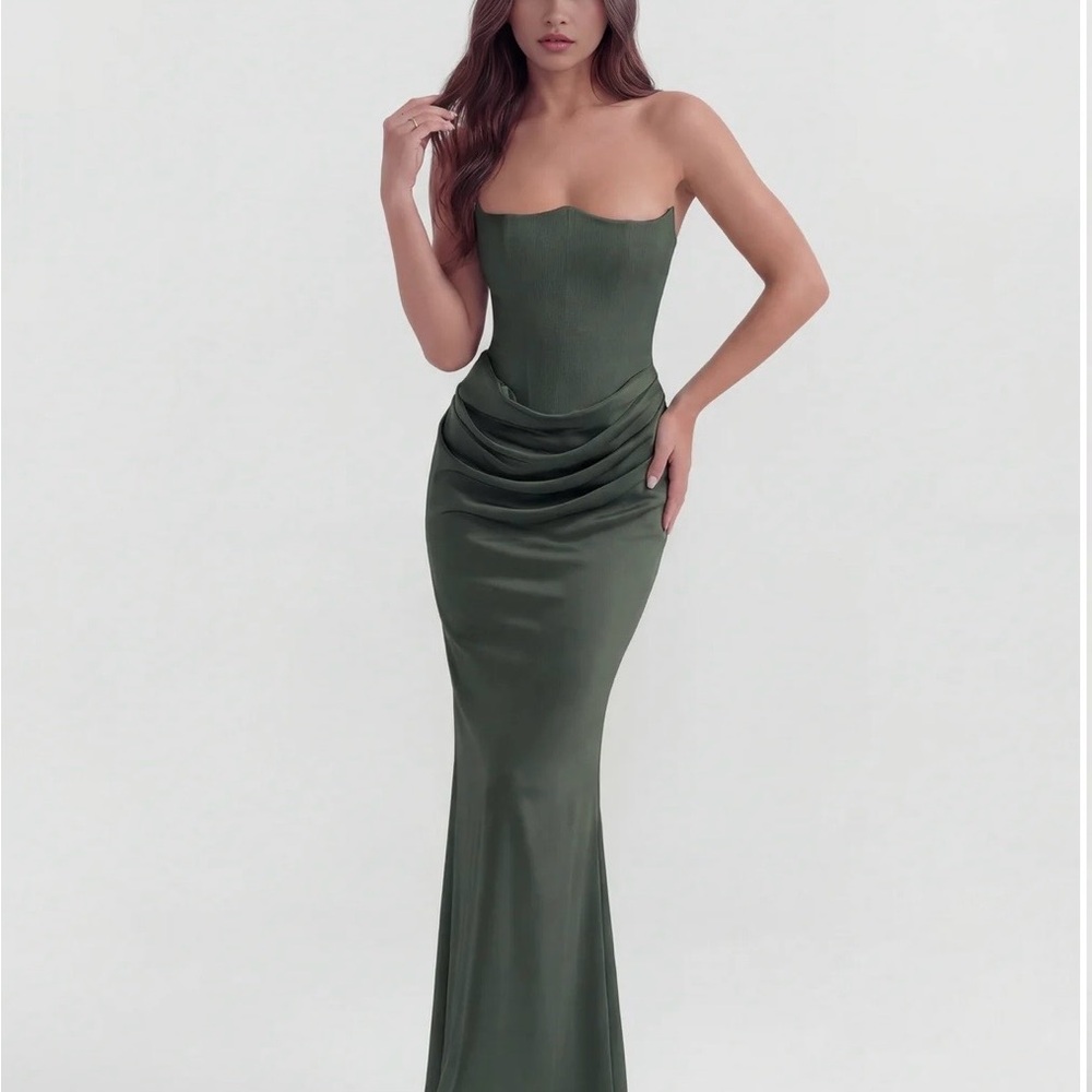 Chic Strapless Dark Green Dress